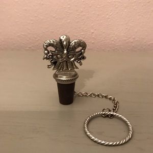 NWOT Pewter wine cork Mardi Gras mask